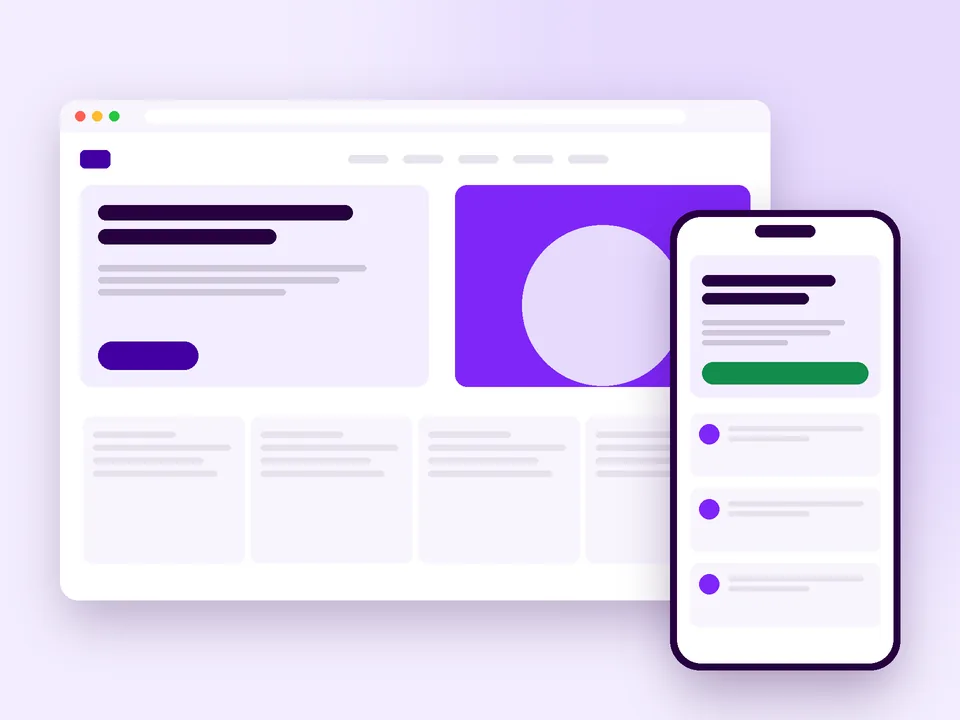 Orçamento de site: exemplo de projeto no notebook e no celular
